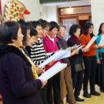 Manderin class students Singing at the jung Festival luncheon